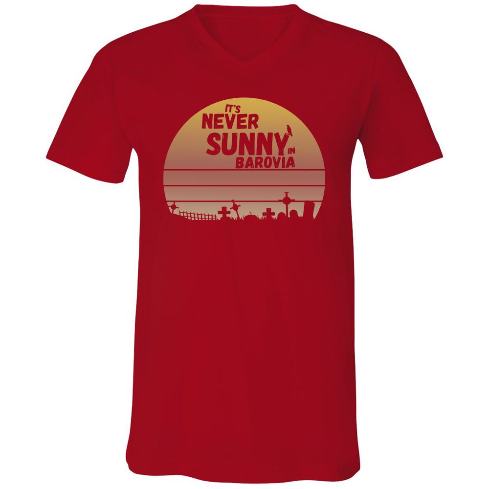 Vintage It's Never Sunny In Barovia Unisex V-Neck T-Shirt - Red - 3