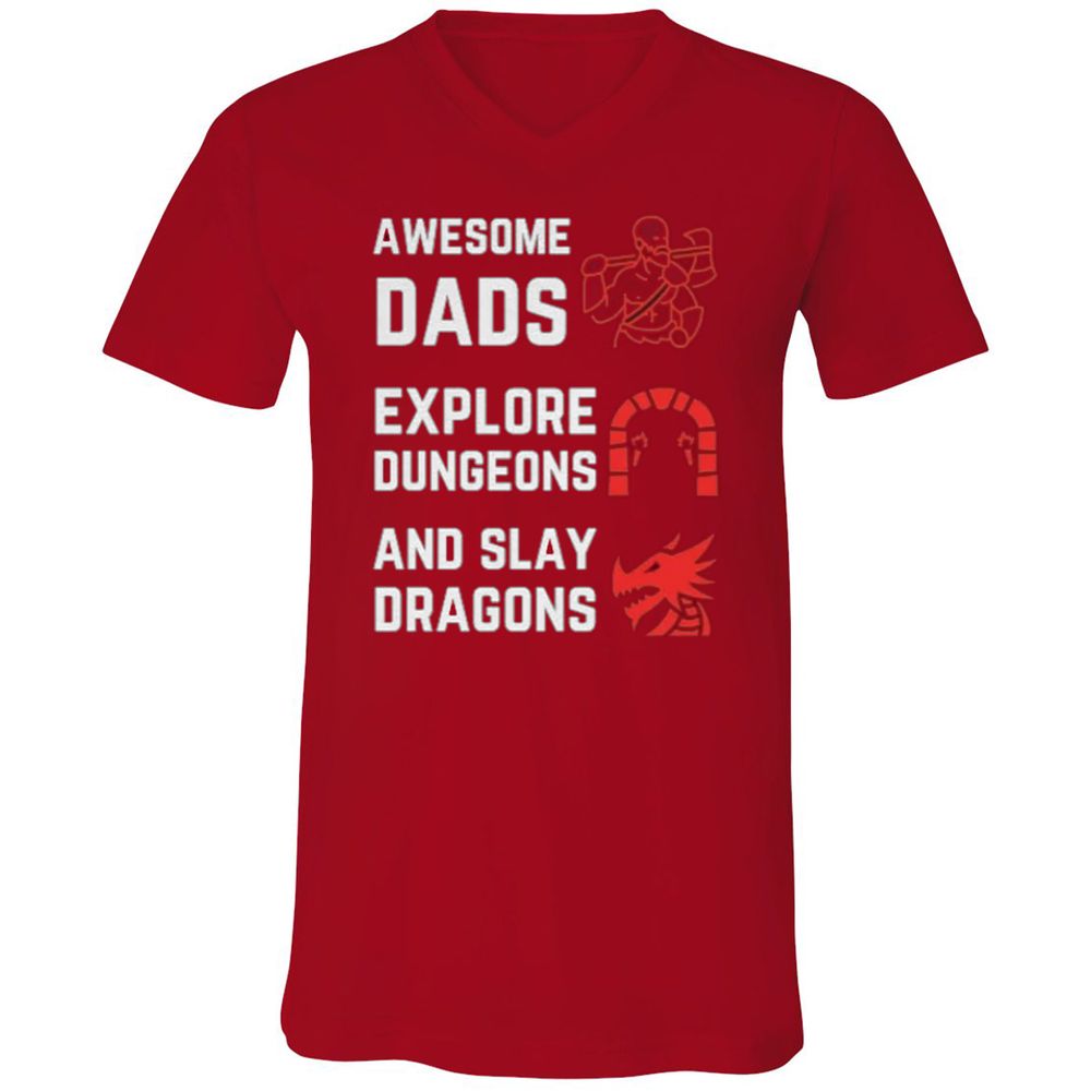Awesome Dad Fathers Day Unisex V-Neck T-Shirt - Red - 3