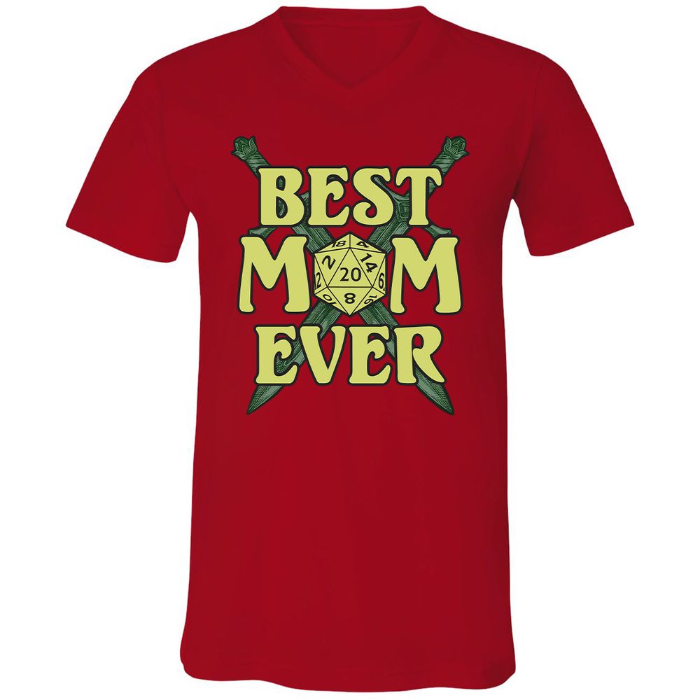 Best Mom Ever Unisex V-Neck T-Shirt - Red - 3