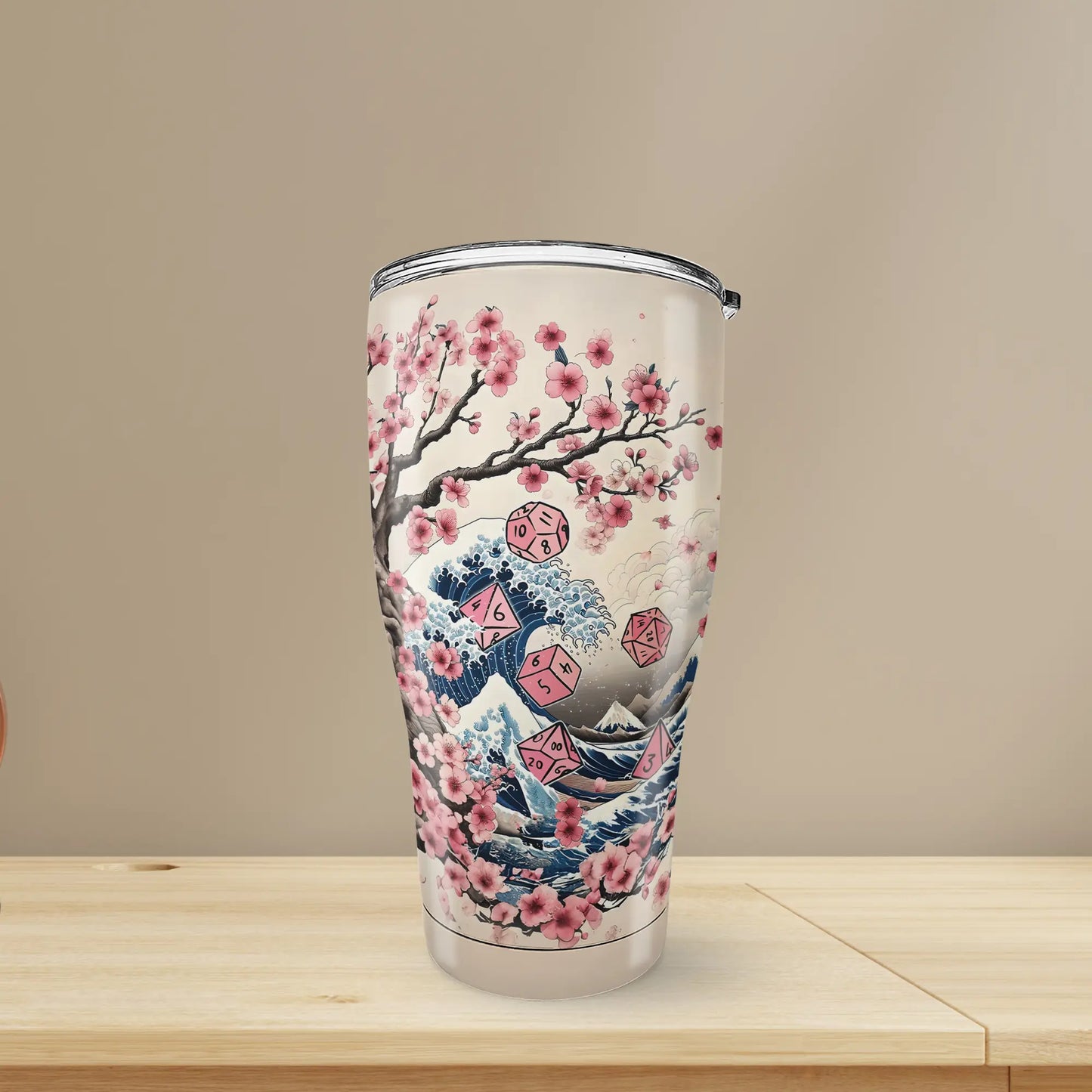 Pink Flower Dice Tumbler