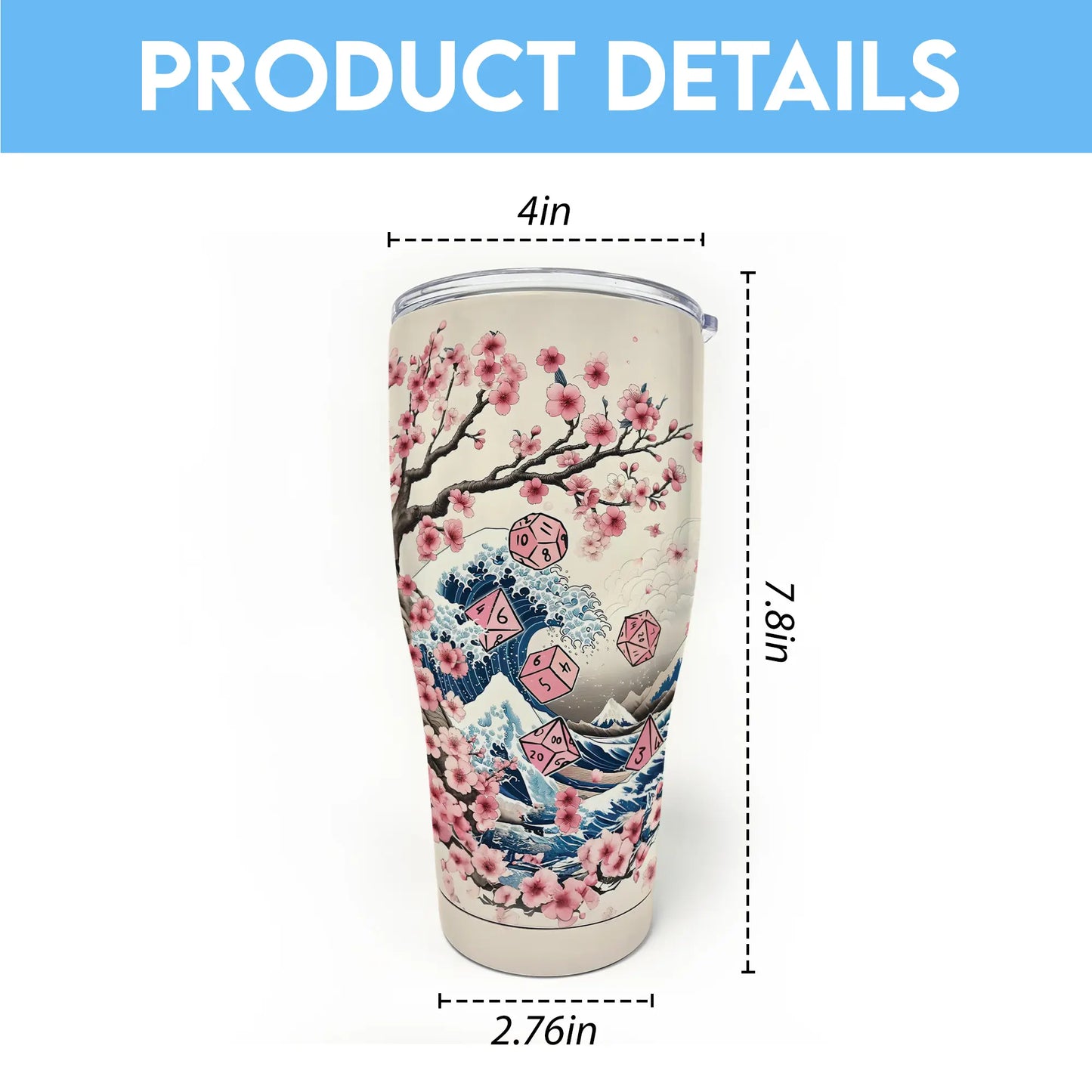 Pink Flower Dice Tumbler