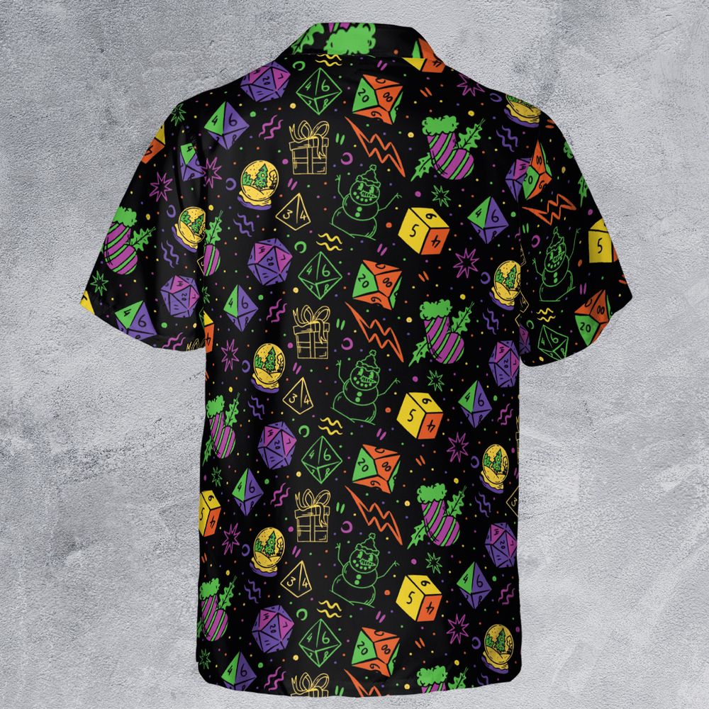 Christmas Role Playing Dice Button Down Shirt -  - 3