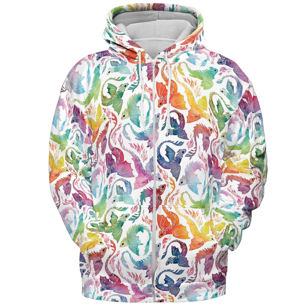 Dragon fire rainbow All-over Print Hoodie -  - 3