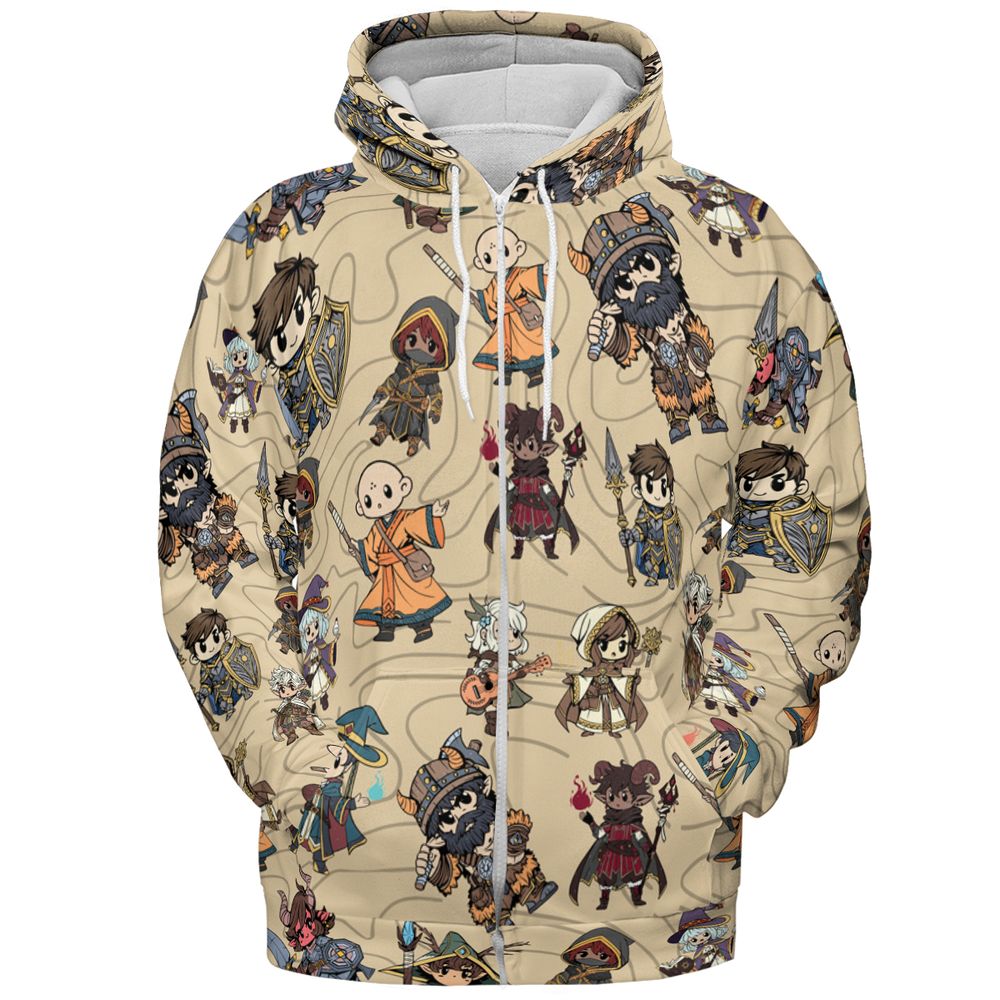 Chibi DnD Party – All Classes All-over Print Hoodie -  - 3