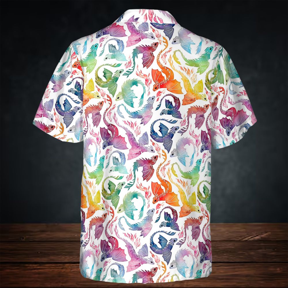 Dragon fire rainbow Button Down Shirt -  - 3
