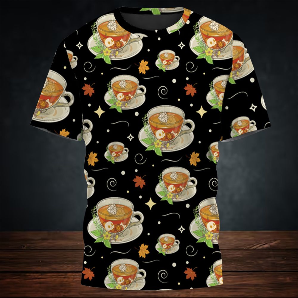 Cute Dnd Fall Tea All-Over Print Unisex T-Shirt -  - 3