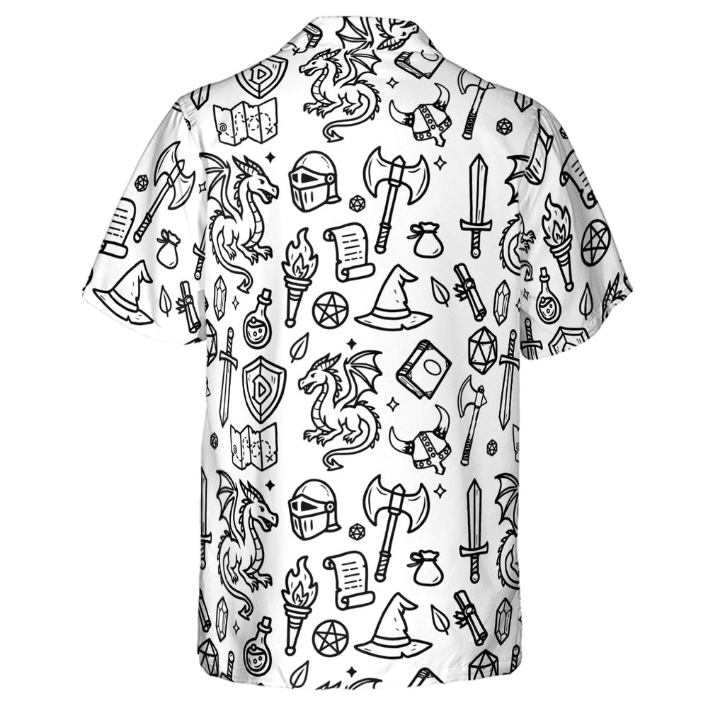 Fantasy Dragon Seamless Pattern Hawaiian Shirt -  - 3