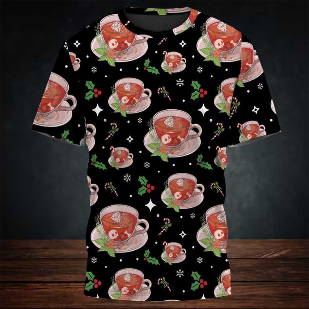 Cute DnD Christmas Tea All-Over Print Unisex T-Shirt -  - 3