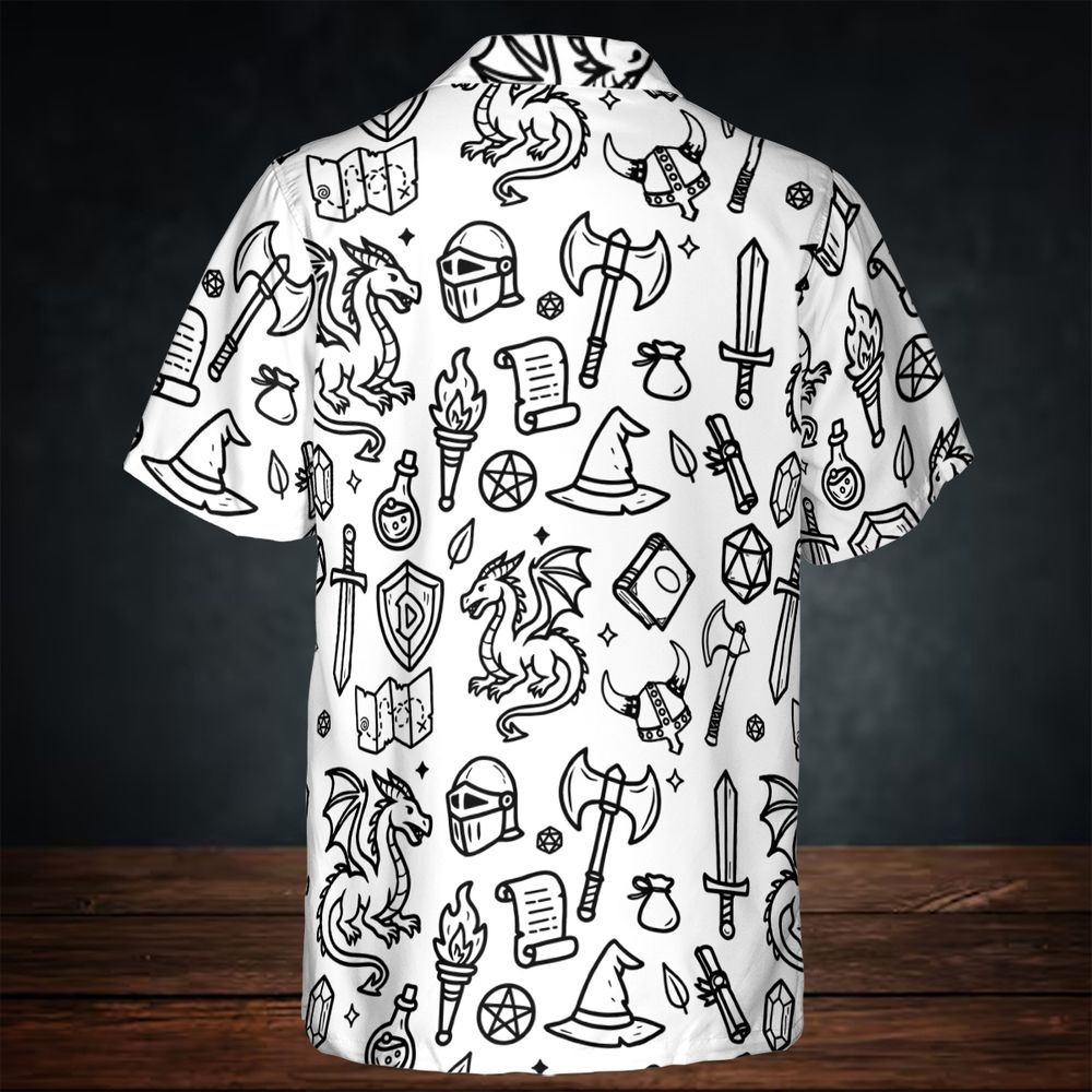 Fantasy Dragon Seamless Pattern Button Down Shirt -  - 3