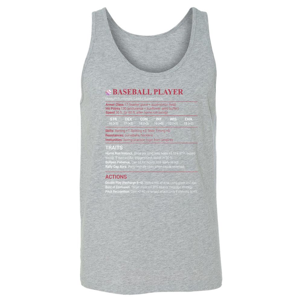 Baseball Player Unisex Jersey Tank - Athletic Heather - 4