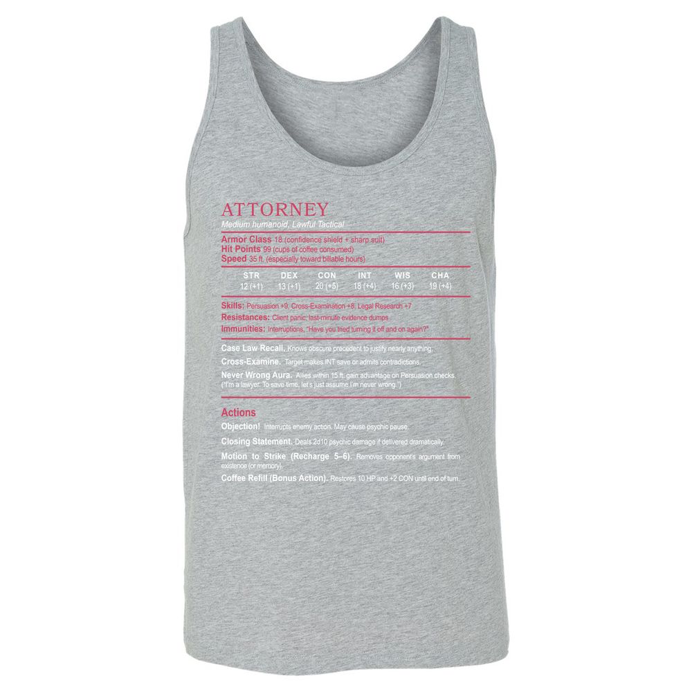 Attorney Unisex Jersey Tank - Athletic Heather - 4