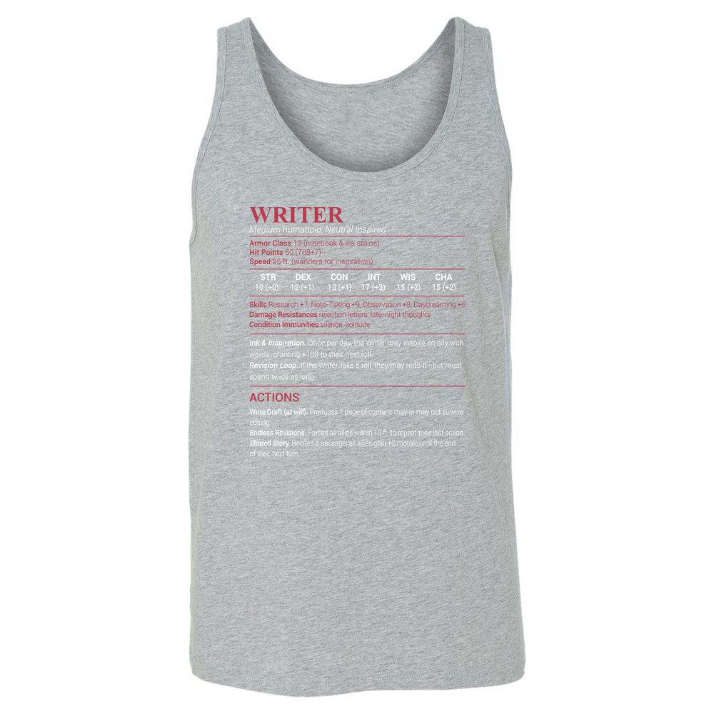 Writer Unisex Jersey Tank - Athletic Heather - 4
