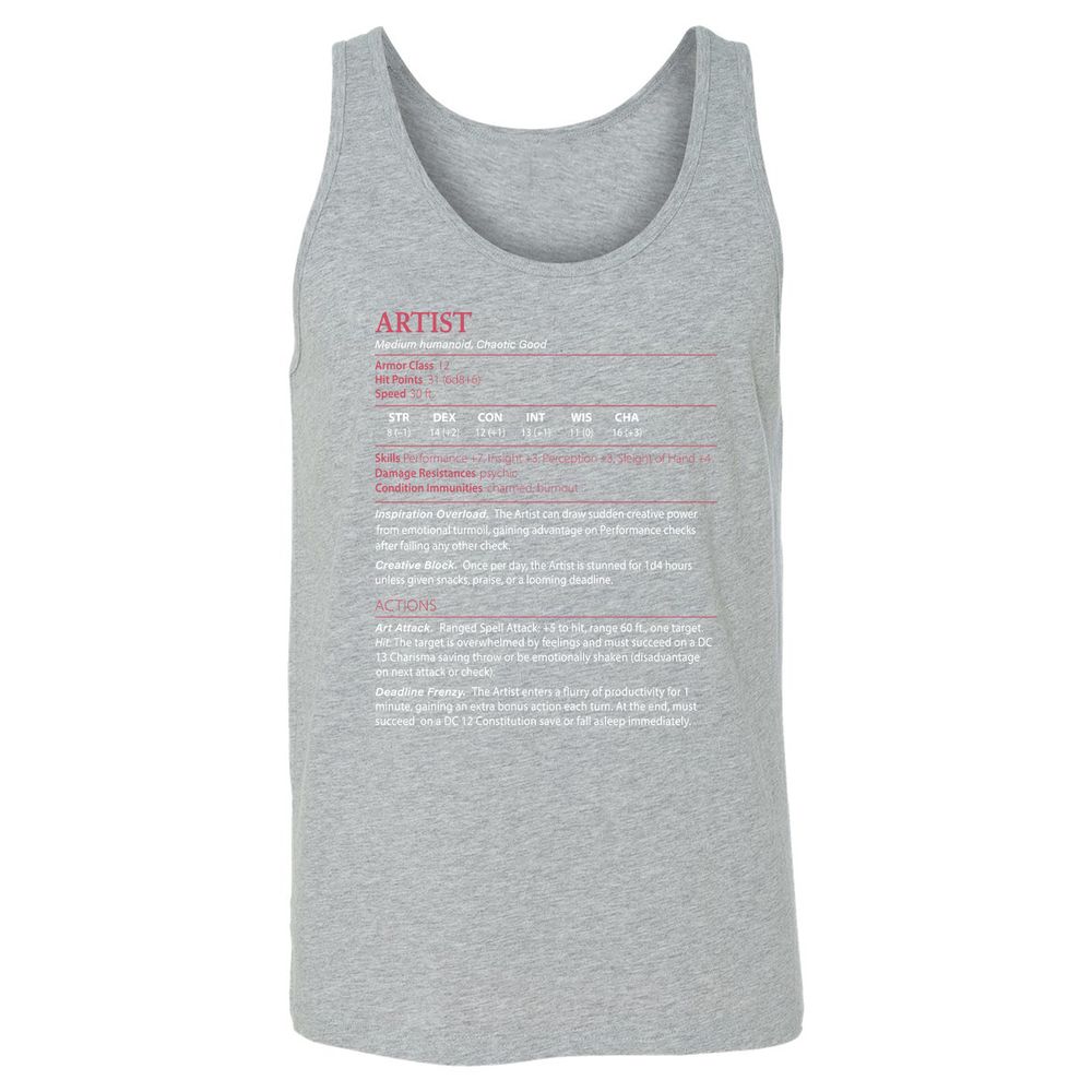 Artist Stats Unisex Jersey Tank - Athletic Heather - 4