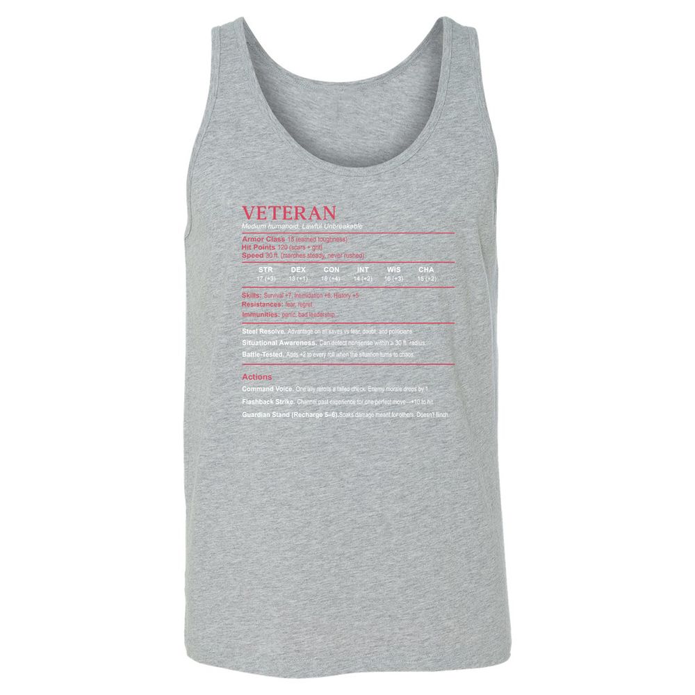 Veteran Stats Unisex Jersey Tank - Athletic Heather - 4
