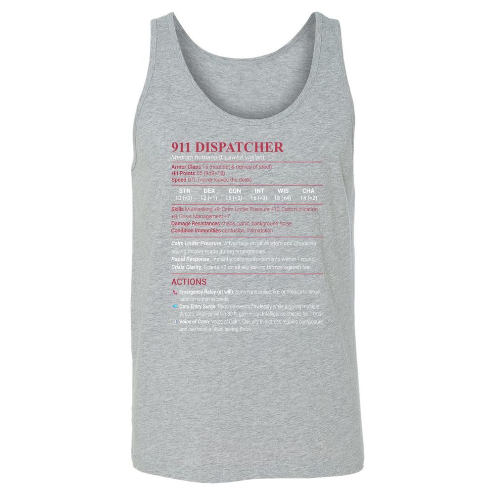 911 Dispatcher Unisex Jersey Tank - Athletic Heather - 4