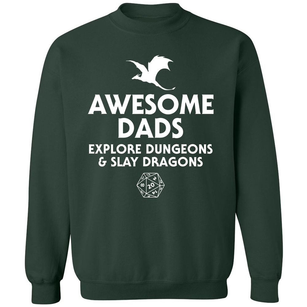 Awesome Dads Slay Dragons Classic Unisex Sweatshirt - Forest Green - 4