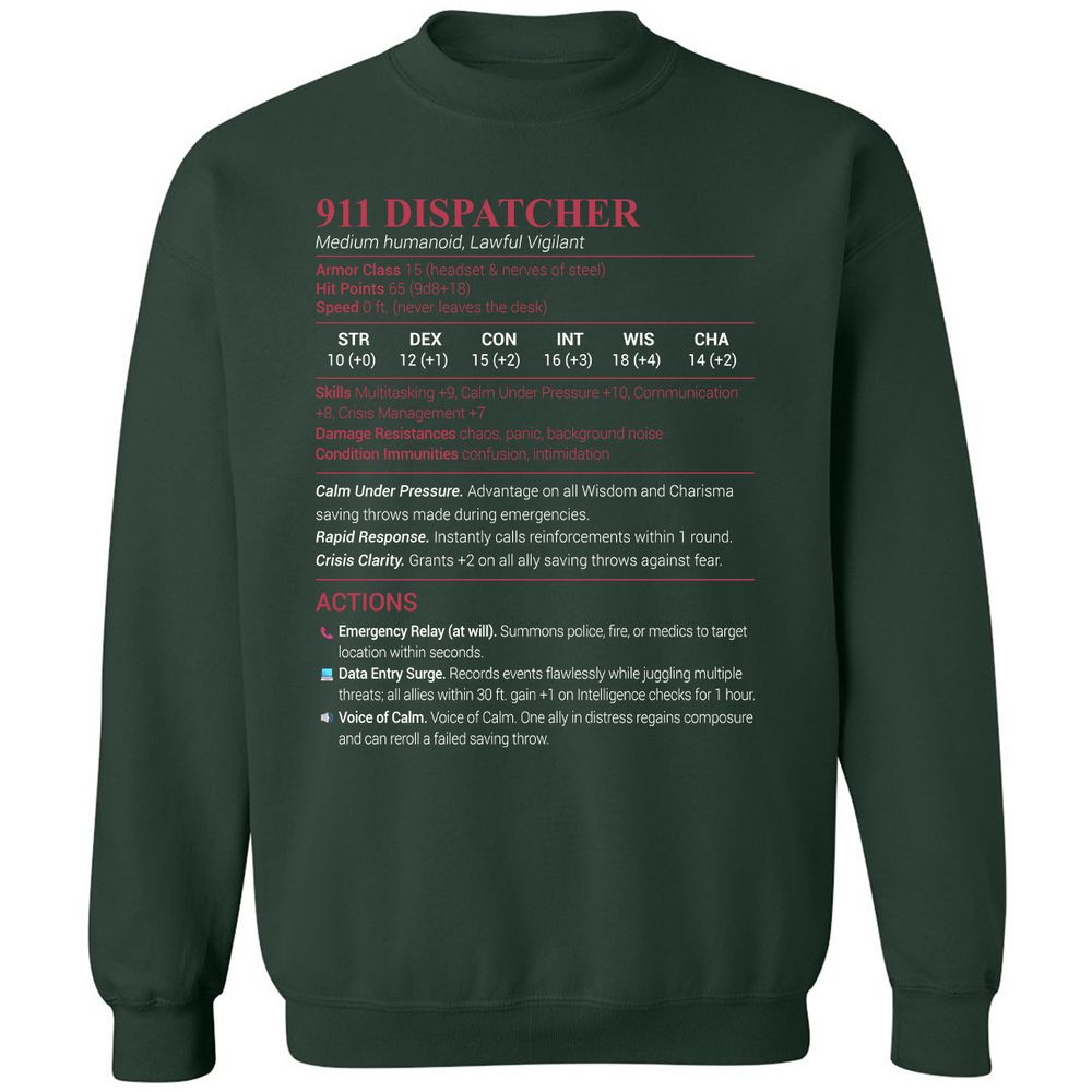 911 Dispatcher Classic Unisex Sweatshirt - Forest Green - 4