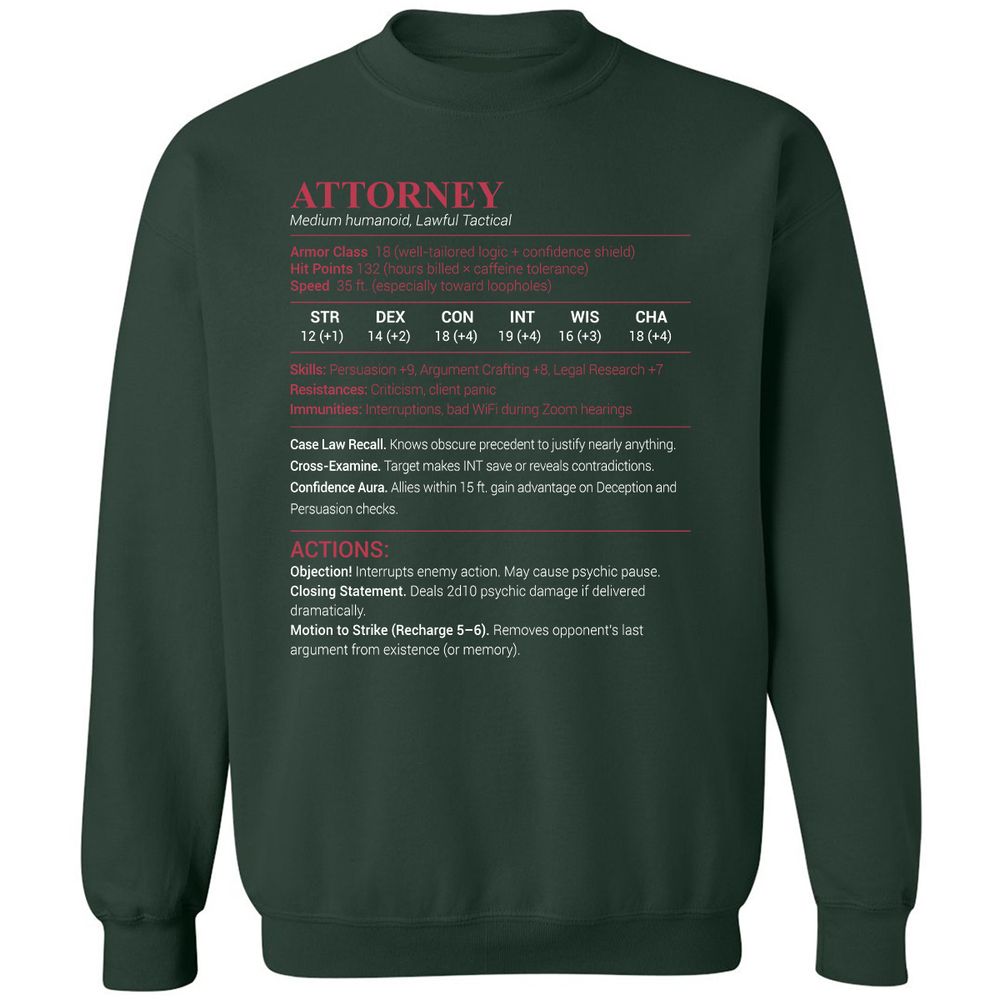Attorney Stats Classic Unisex Sweatshirt - Forest Green - 4