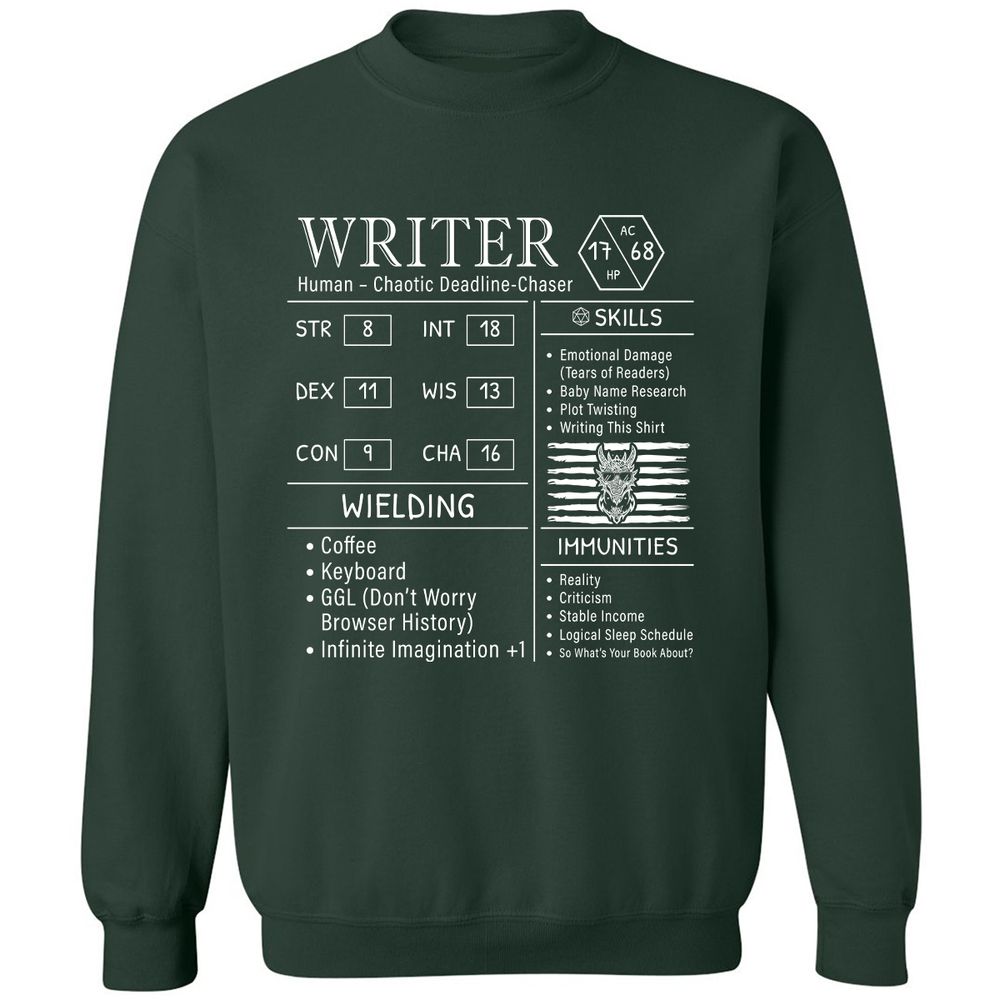 Writer Stats New Classic Unisex Sweatshirt - Forest Green - 4