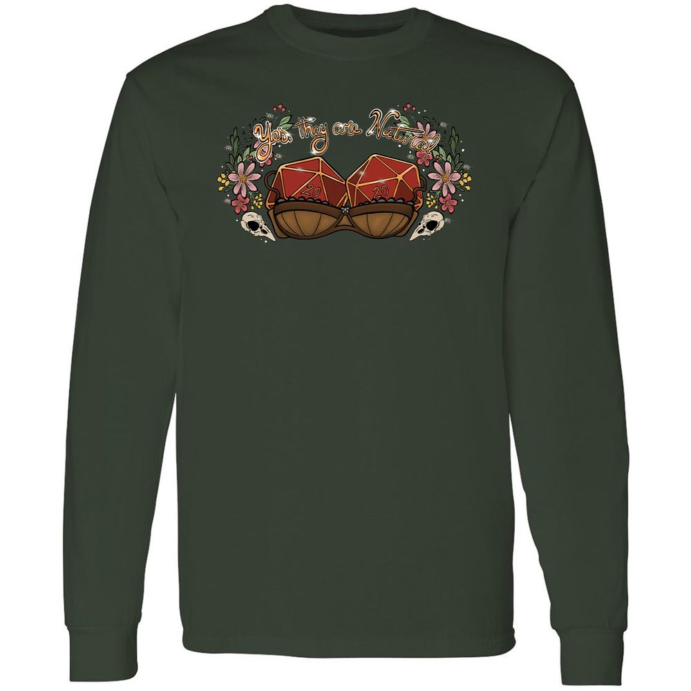 Yes They're Natural Long Sleeve T-Shirt - Forest Green - 4