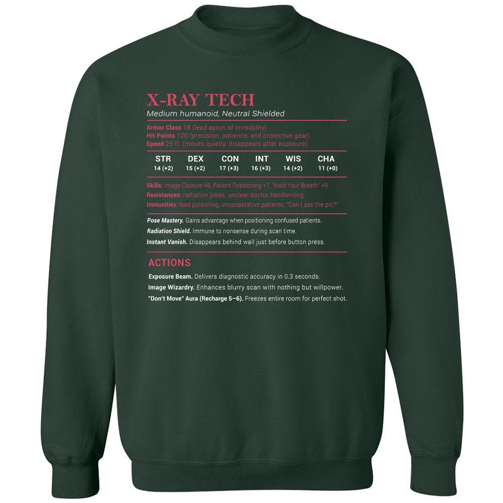 X-ray Tech Stats Classic Unisex Sweatshirt - Forest Green - 4