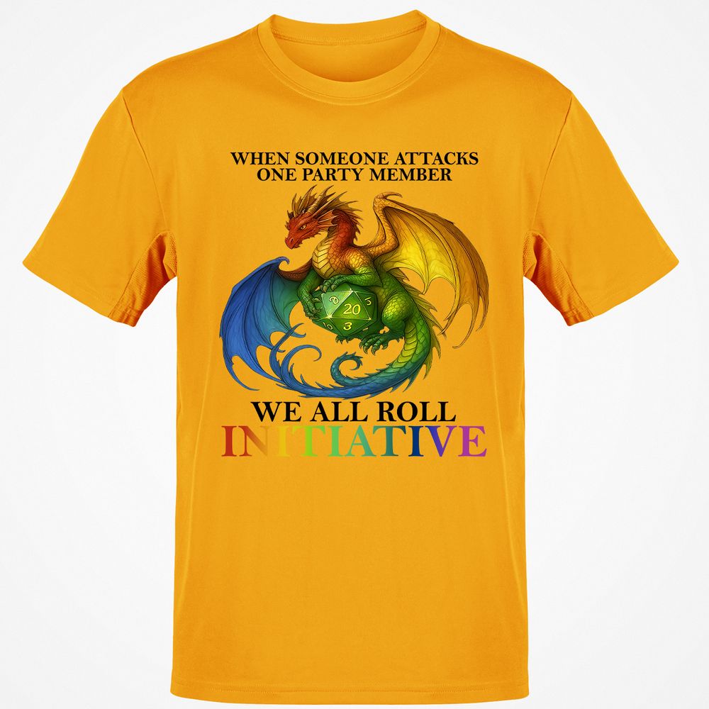 Dragon We All Roll For Initiative Classic Unisex T-Shirt - Gold - 4