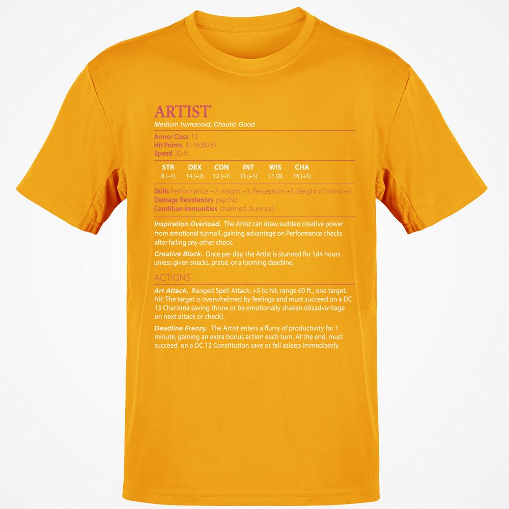 Artist Stats Classic Unisex T-Shirt - Gold - 4
