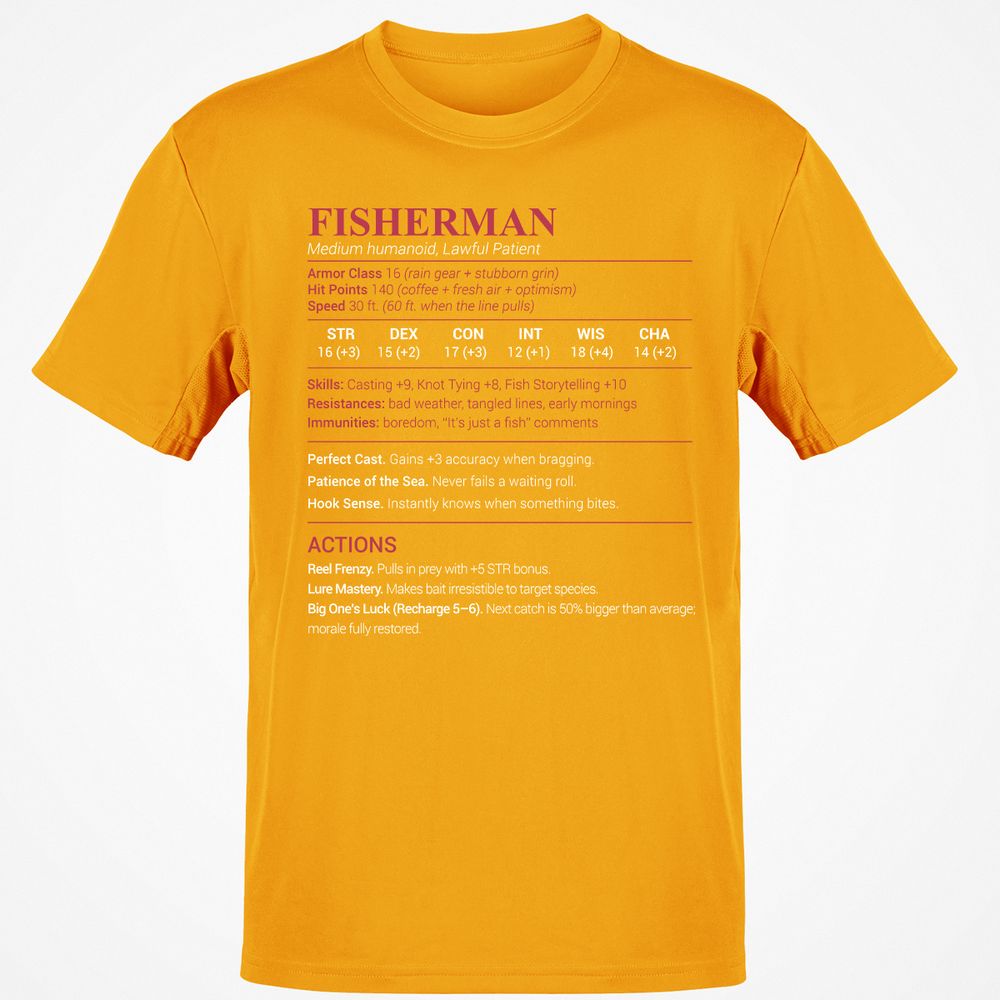 Fisherman Stats Classic Unisex T-Shirt - Gold - 4
