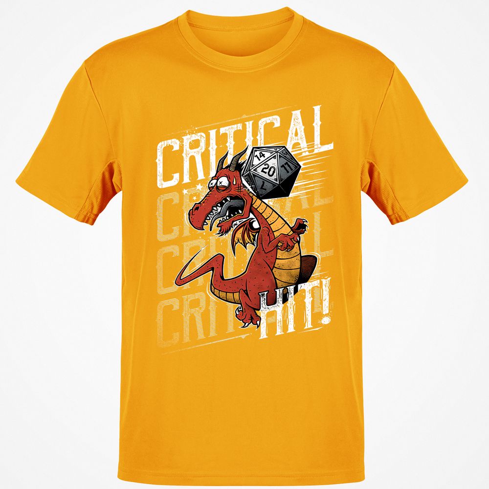 Funny Dragon Critical Hit Classic Unisex T-Shirt - Gold - 4