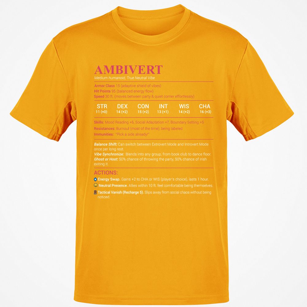 Ambivert Stats Classic Unisex T-Shirt - Gold - 4