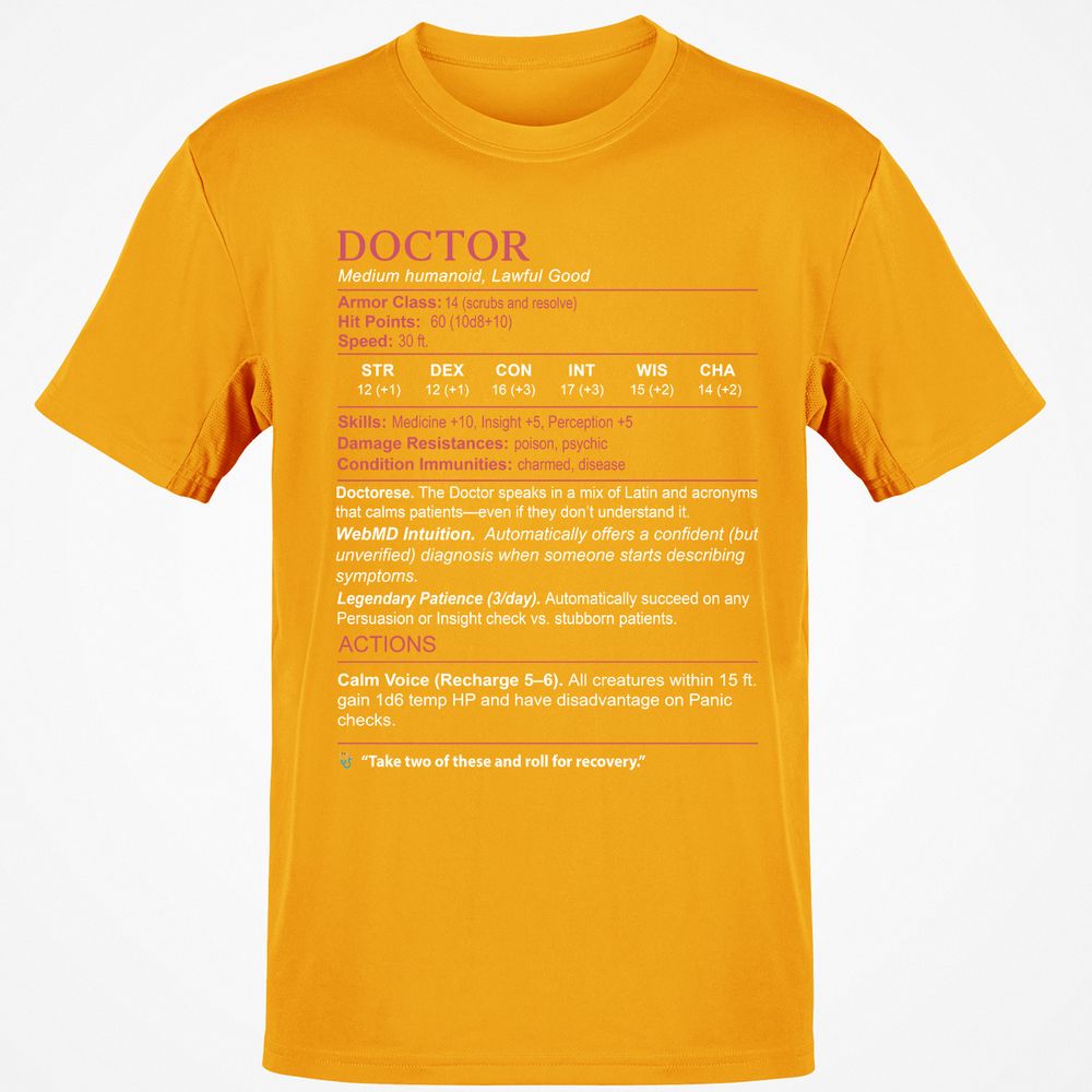 Doctor Stats Classic Unisex T-Shirt - Gold - 4