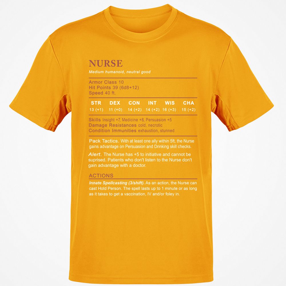 Nurse Stats 2 Classic Unisex T-Shirt - Gold - 4