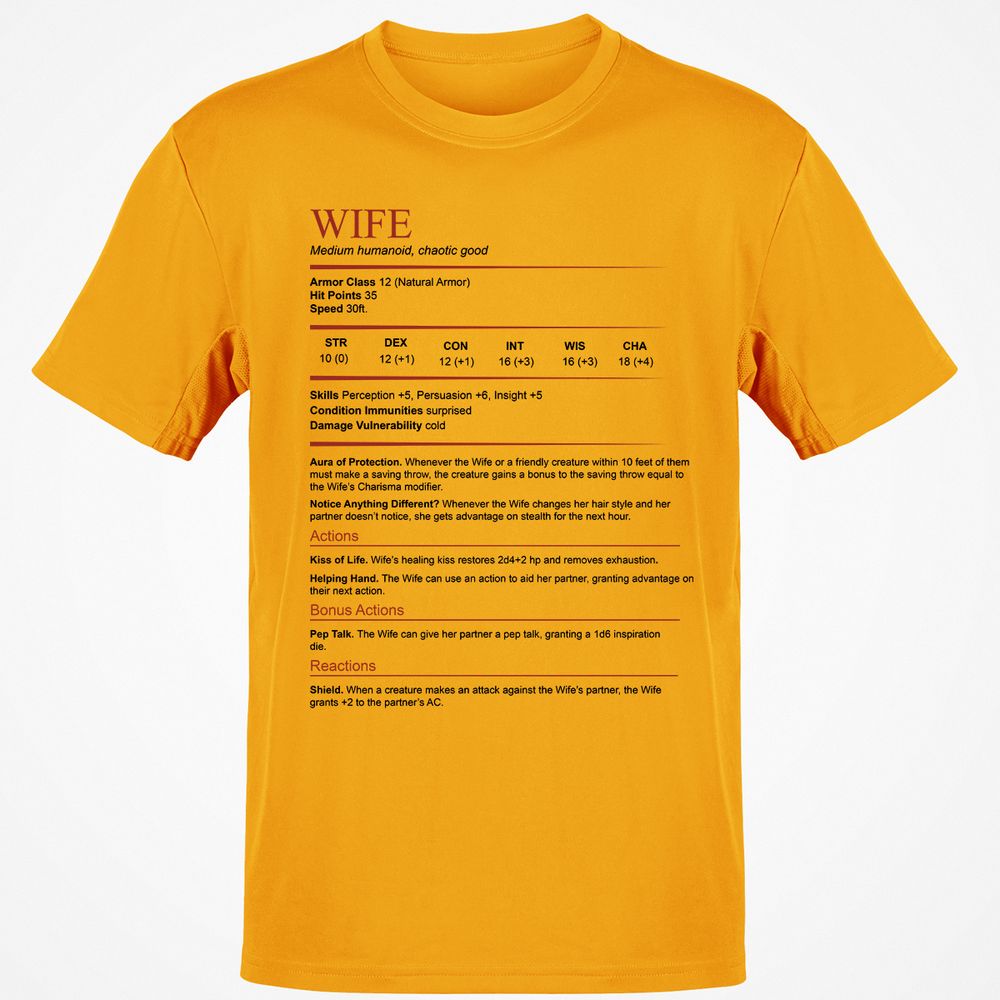 Wife White Classic Unisex T-Shirt - Gold - 4