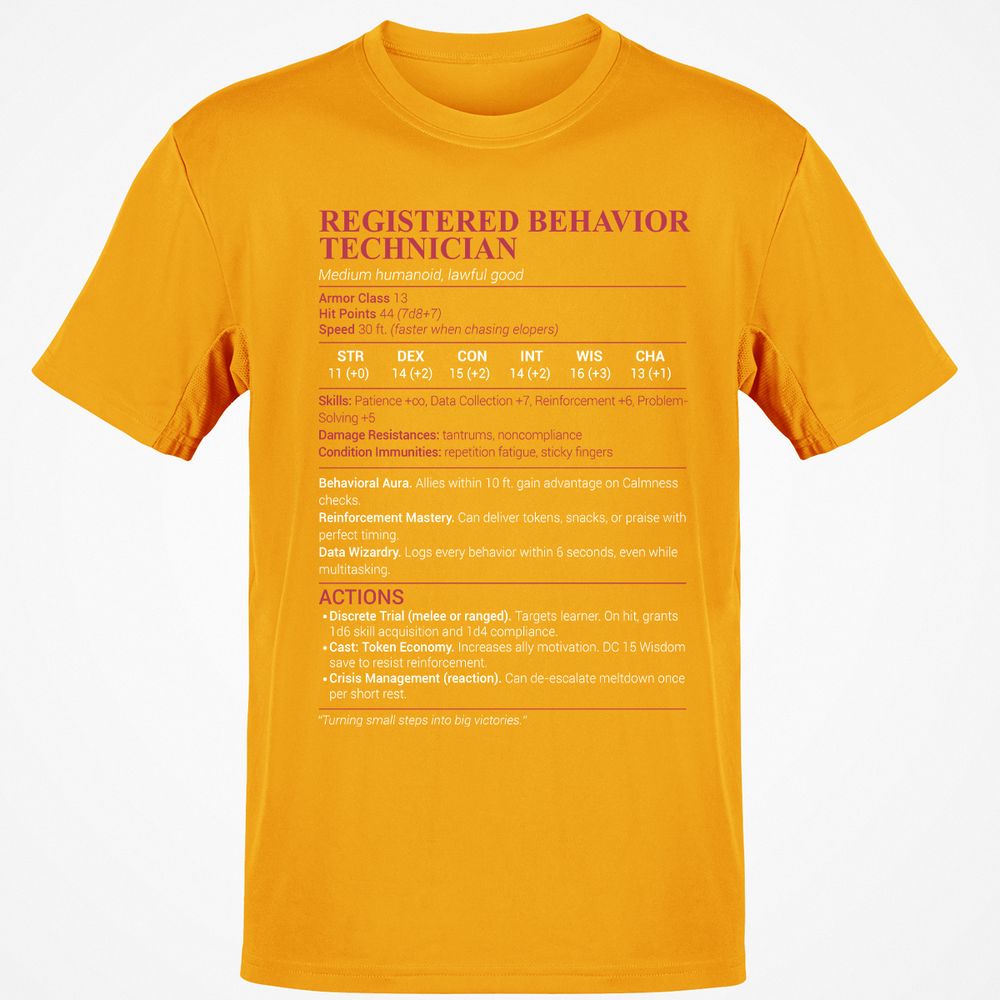Registered Behavior Technician RBT Classic Unisex T-Shirt - Gold - 4
