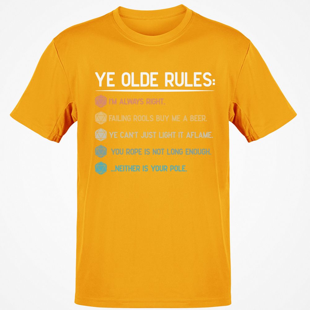 Dungeon Master Rules – Ye Olde RPG Classic Unisex T-Shirt - Gold - 4