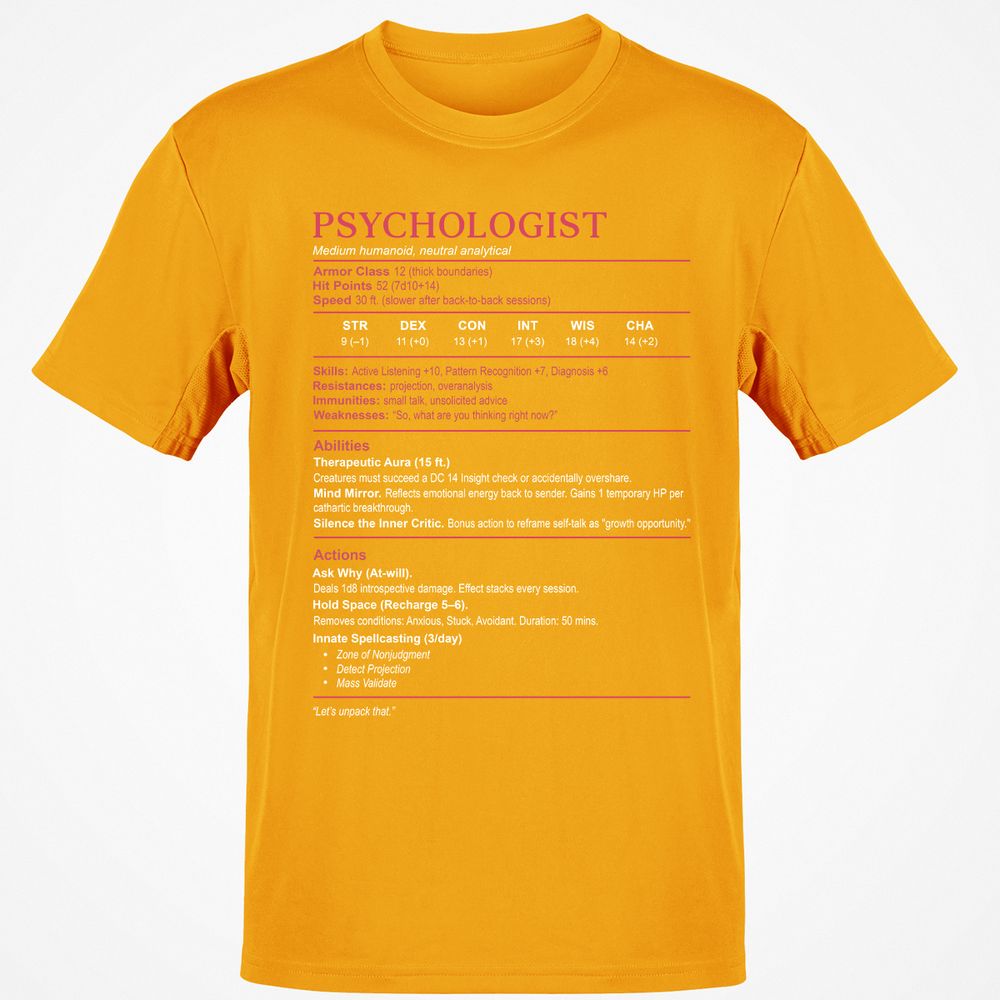 Psychologist Stats Classic Unisex T-Shirt - Gold - 4