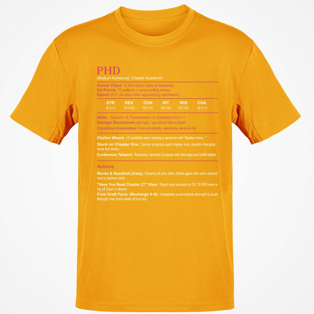 PhD Stats Classic Unisex T-Shirt - Gold - 4