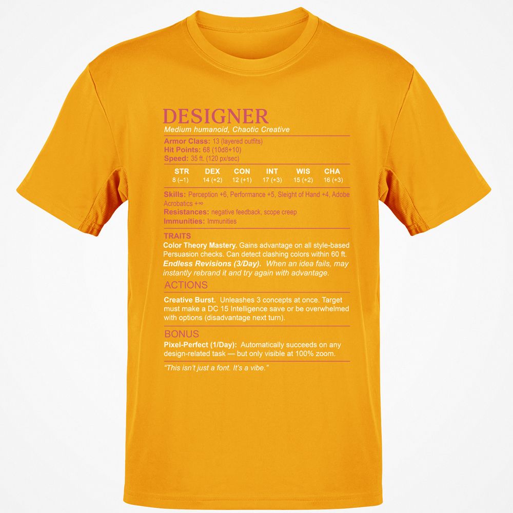 Designer Stats Classic Unisex T-Shirt - Gold - 4