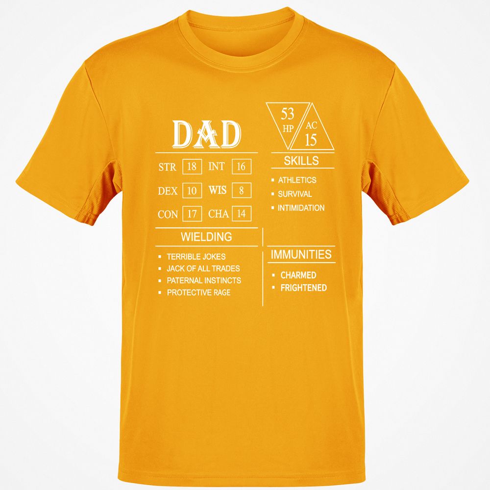 Dad Stat Block Classic Unisex T-Shirt - Gold - 4