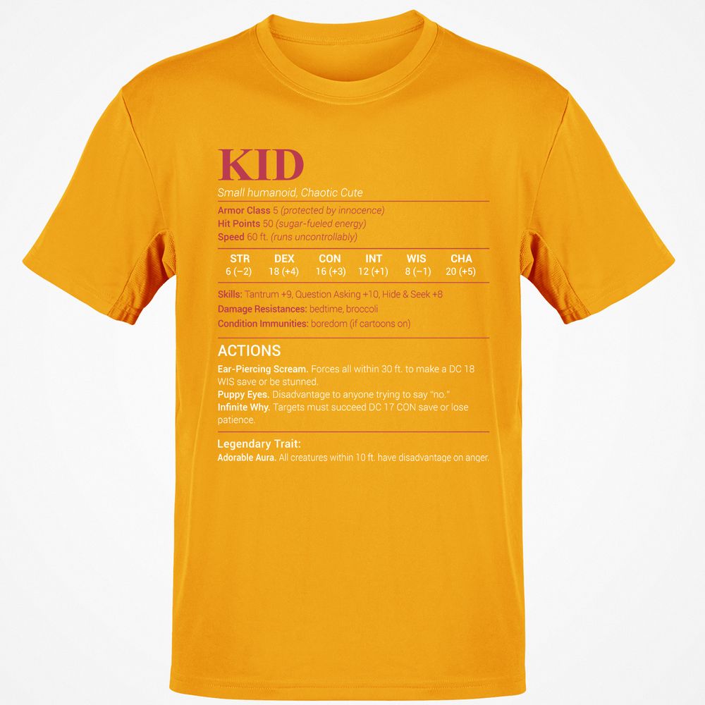 Kid Stats Classic Unisex T-Shirt - Gold - 4