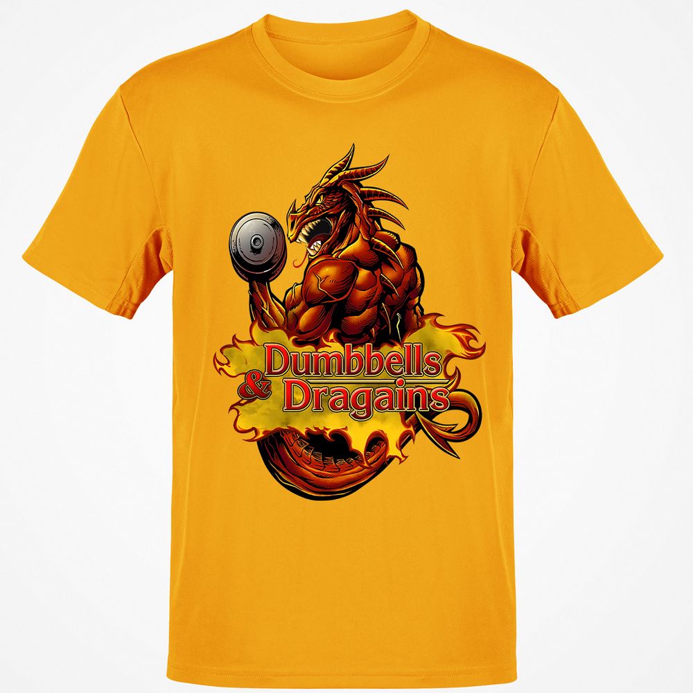 Dumbbells & Dragains Classic Unisex T-Shirt - Gold - 4