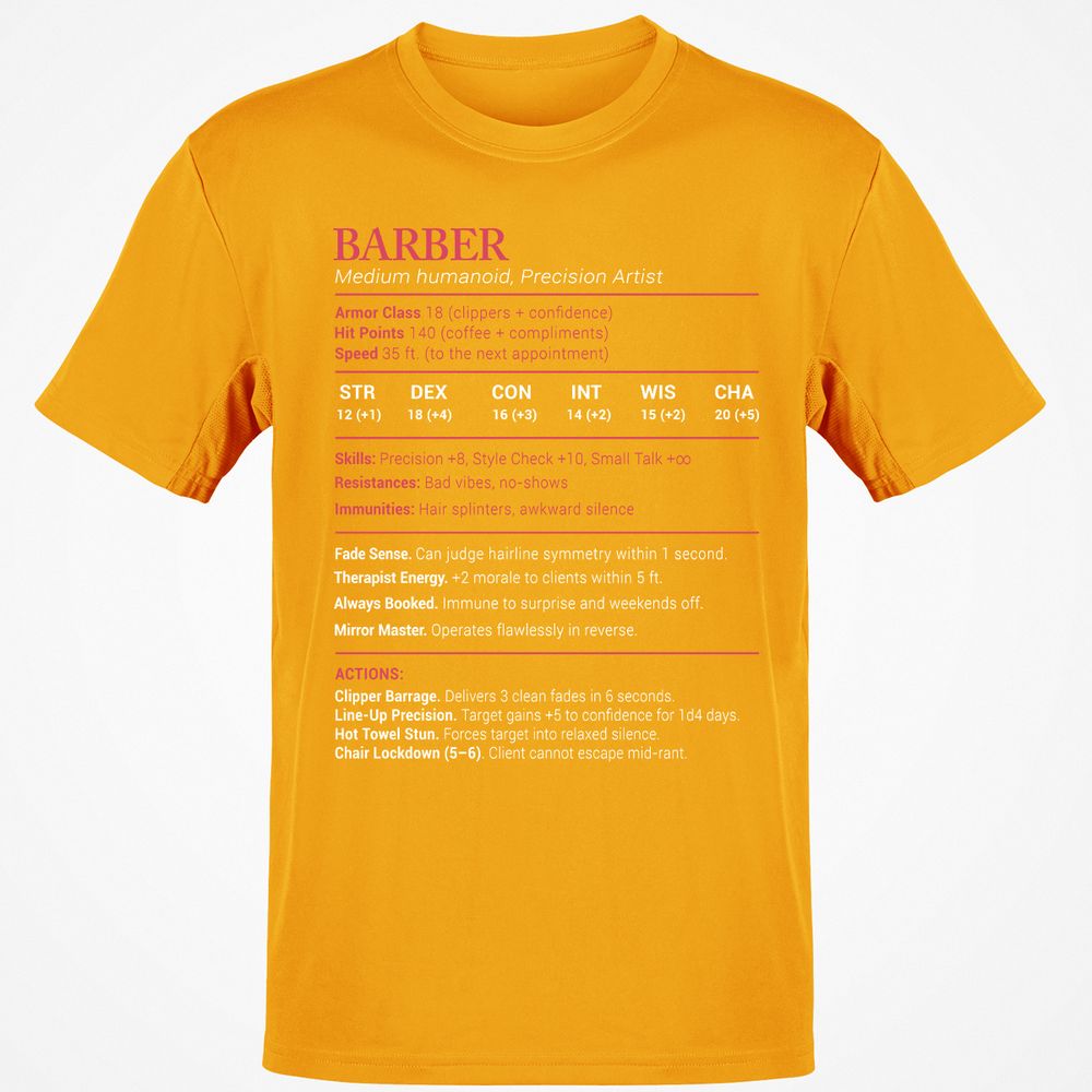 Barber Stats Classic Unisex T-Shirt - Gold - 4