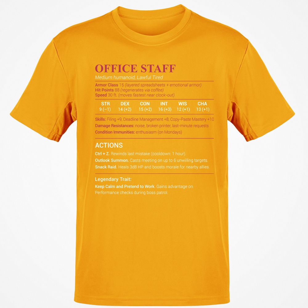 Office Staff Classic Unisex T-Shirt - Gold - 4