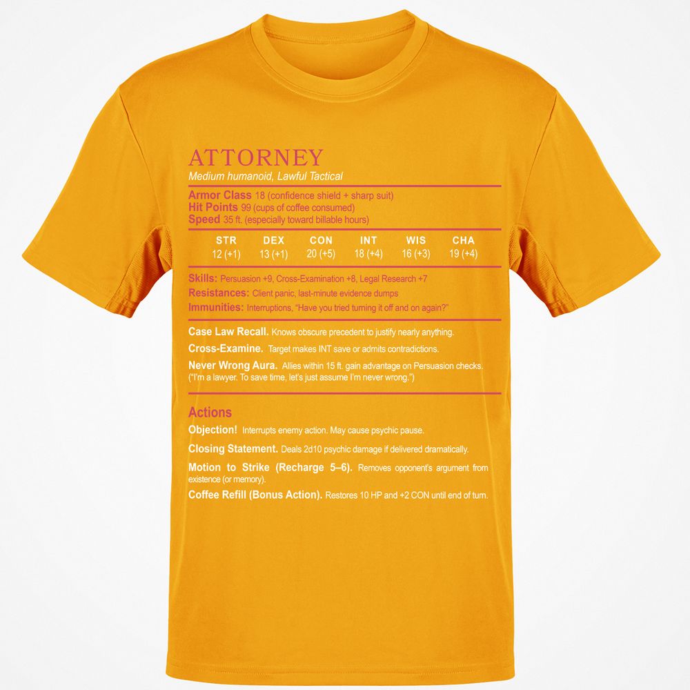 Attorney Classic Unisex T-Shirt - Gold - 4