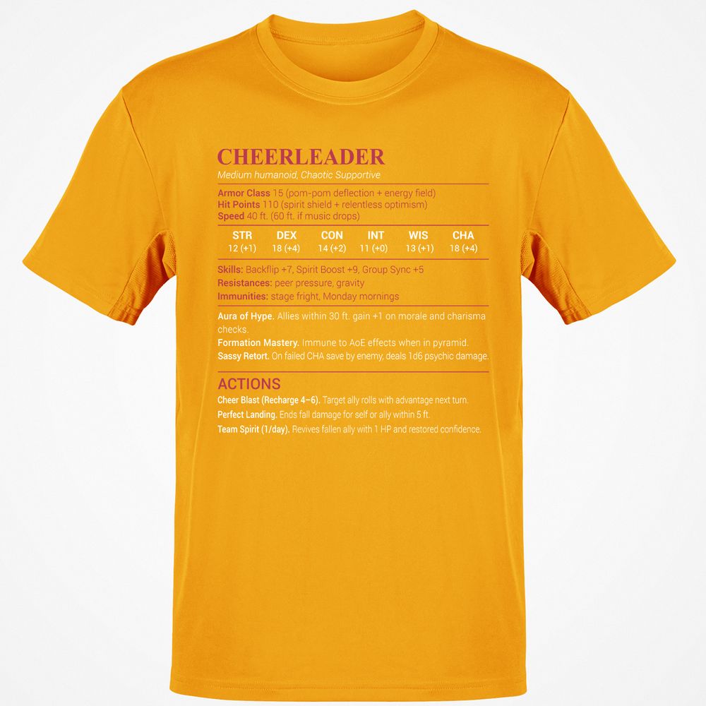 Cheerleader Stats Classic Unisex T-Shirt - Gold - 4