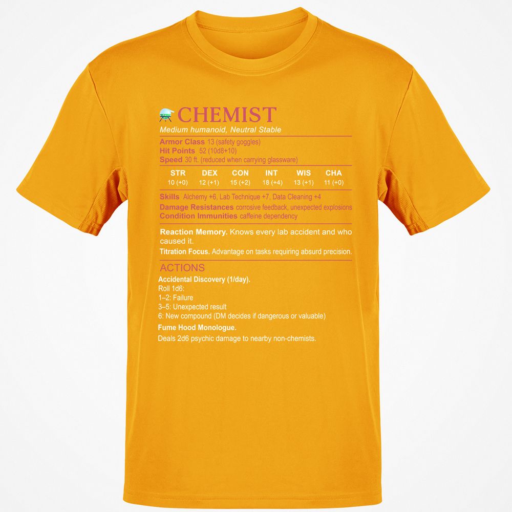 Chemist Stats Classic Unisex T-Shirt - Gold - 4