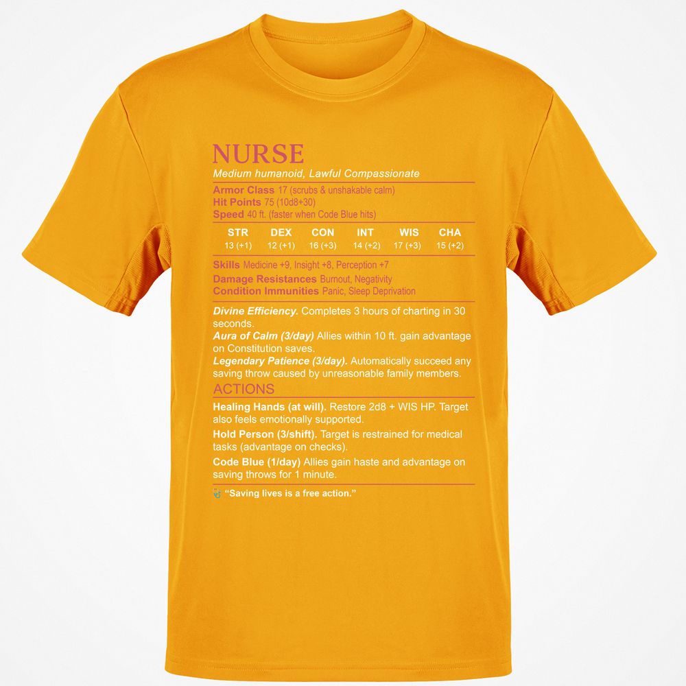 Nurse Stats 3 Classic Unisex T-Shirt - Gold - 4