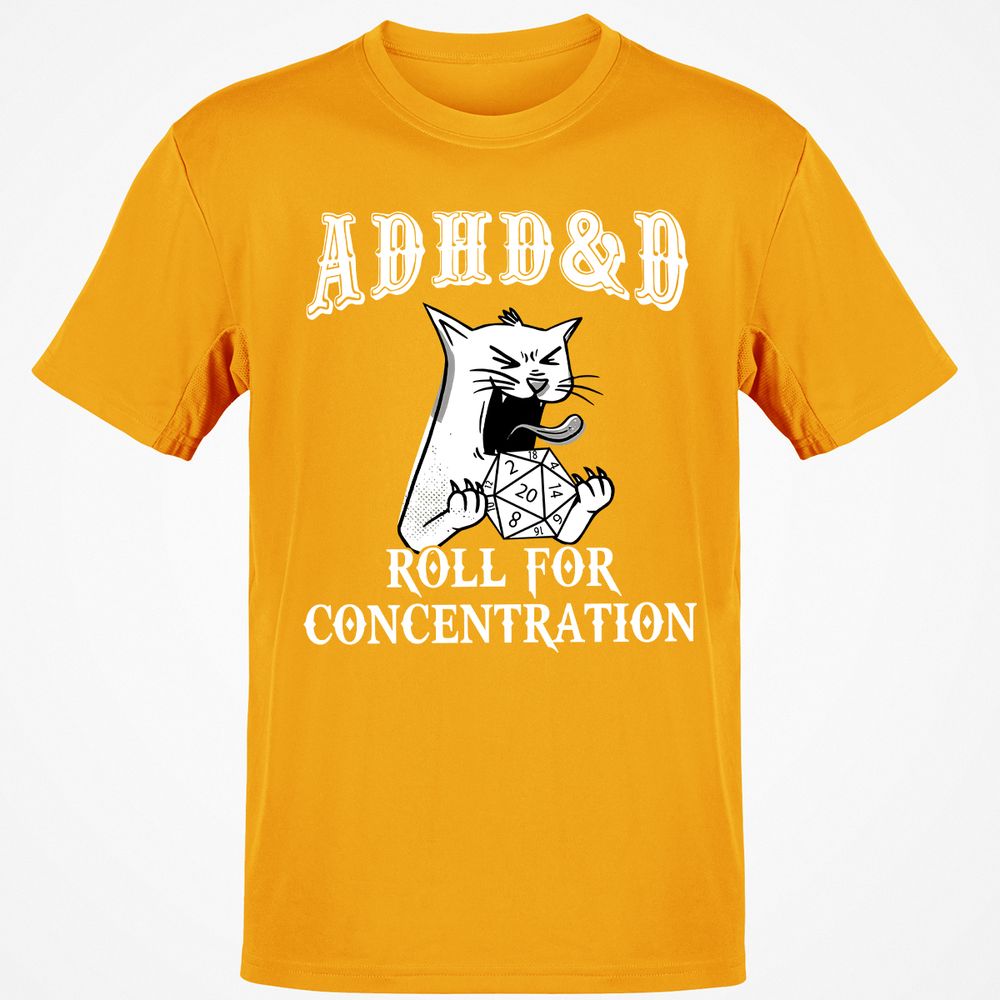 Cat ADHD&D Roll For Concentration Classic Unisex T-Shirt - Gold - 4