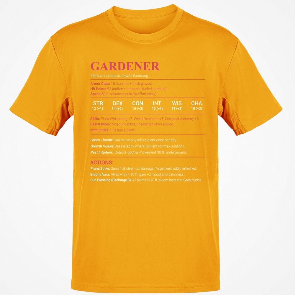 Gardener Stats Classic Unisex T-Shirt - Gold - 4
