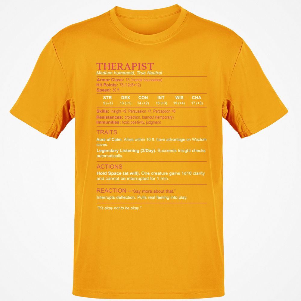 Therapist Stats Classic Unisex T-Shirt - Gold - 4